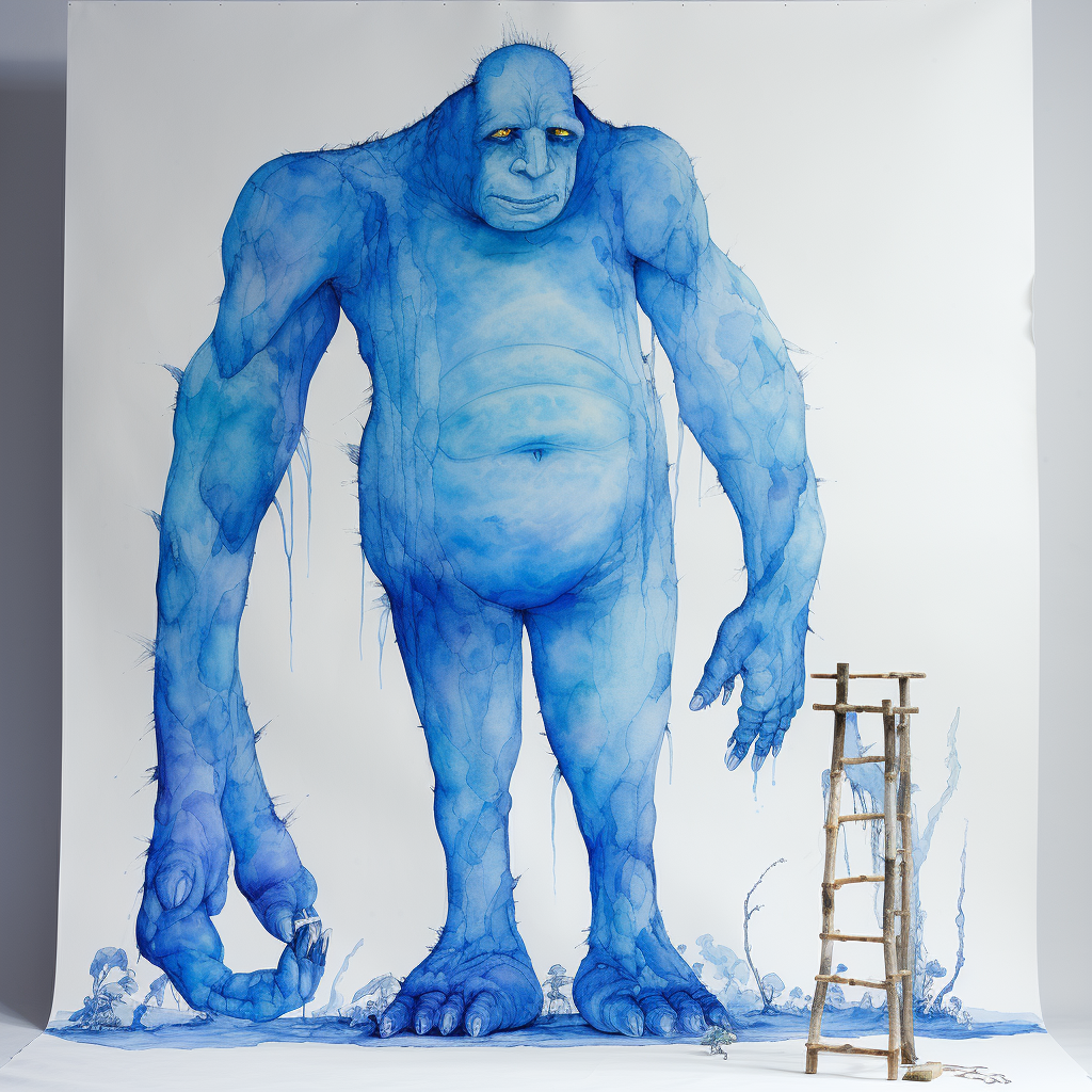 Vibrant blue giant watercolor art