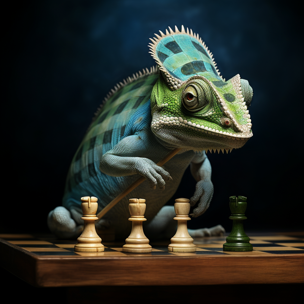 Blue Green Chameleon Chess Board