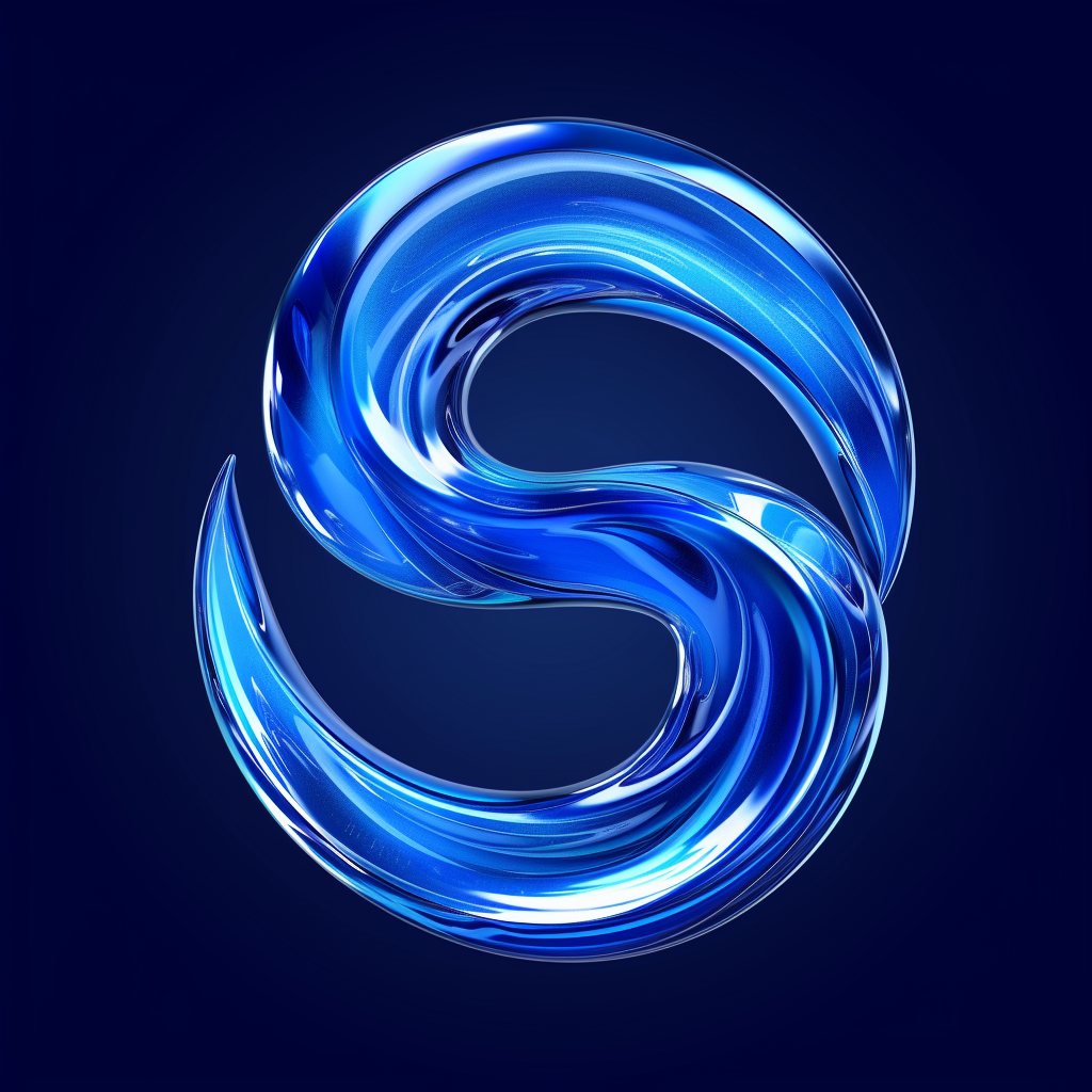 Blue logo spherical sculpture with sparklecore, sumatraism, earthworks, simplified, technocore style