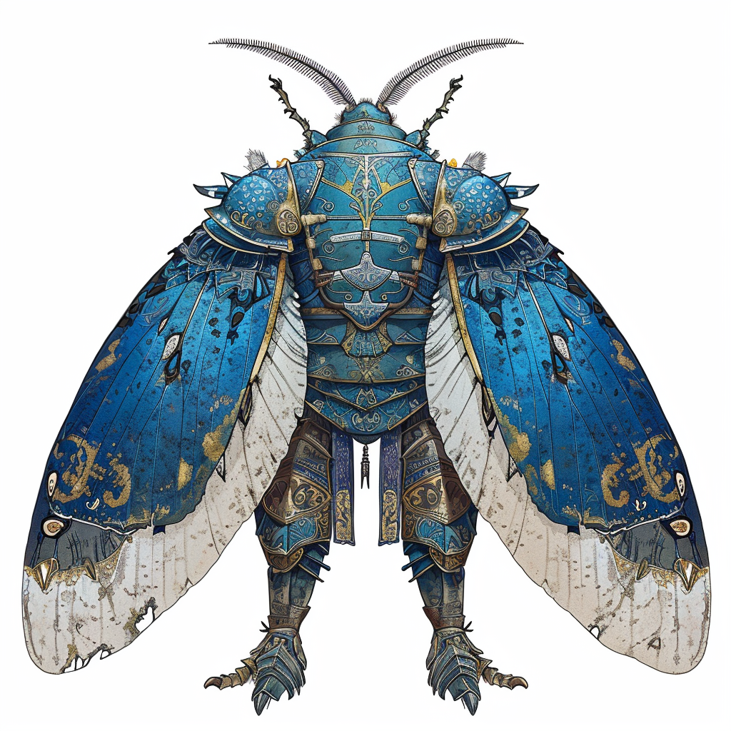 Blue moth in armor