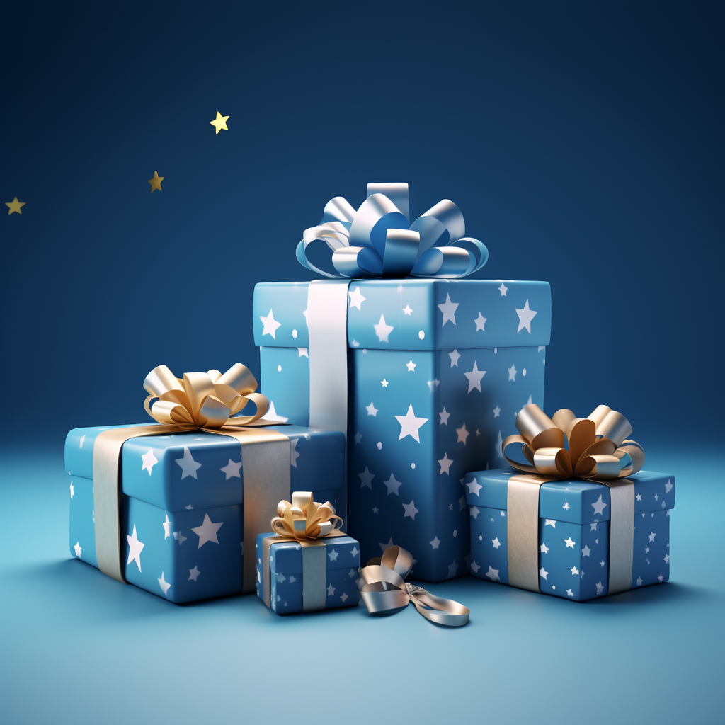 Gift wrap on blue background