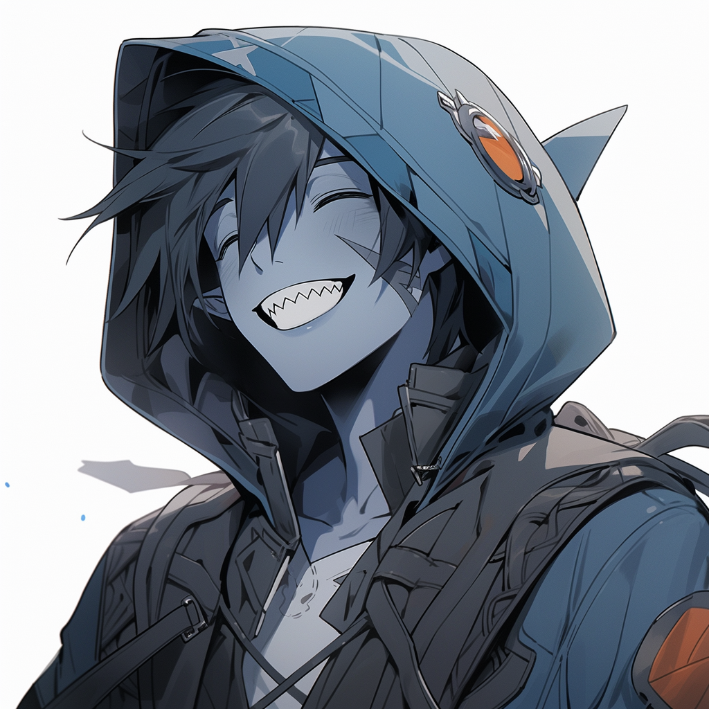 Blue-skinned man with a big smile