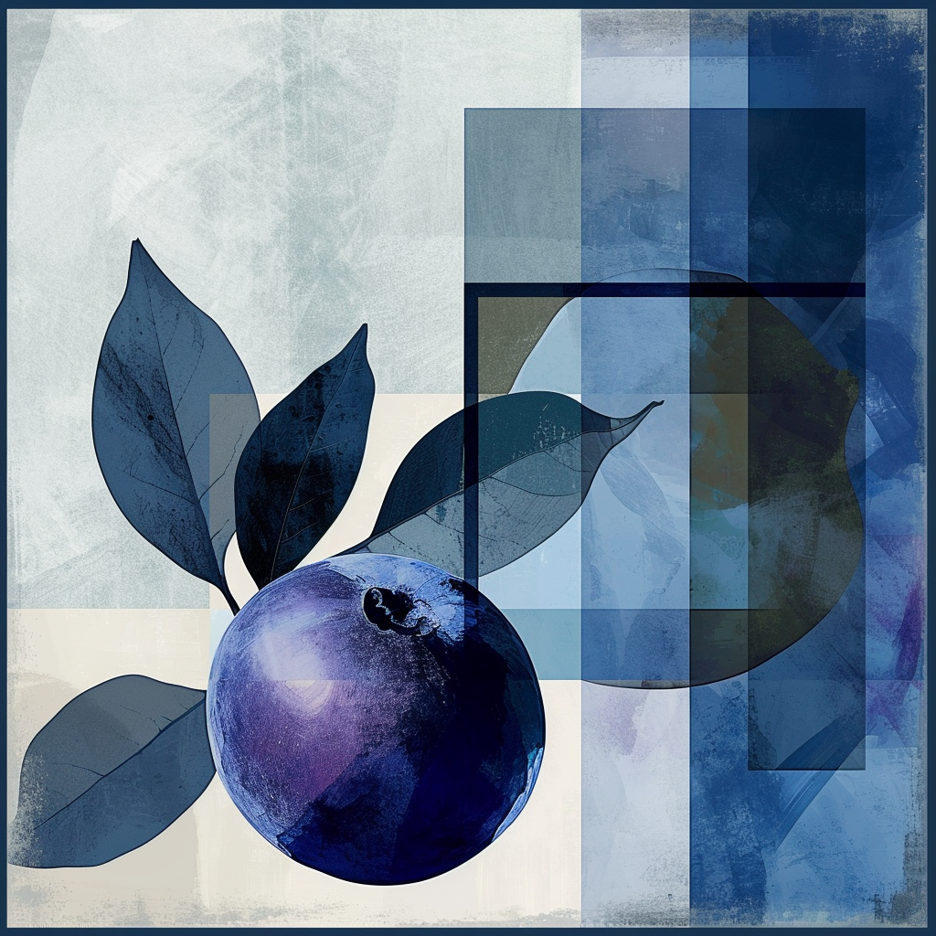 Abstract blueberry bauhaus graphic design poster