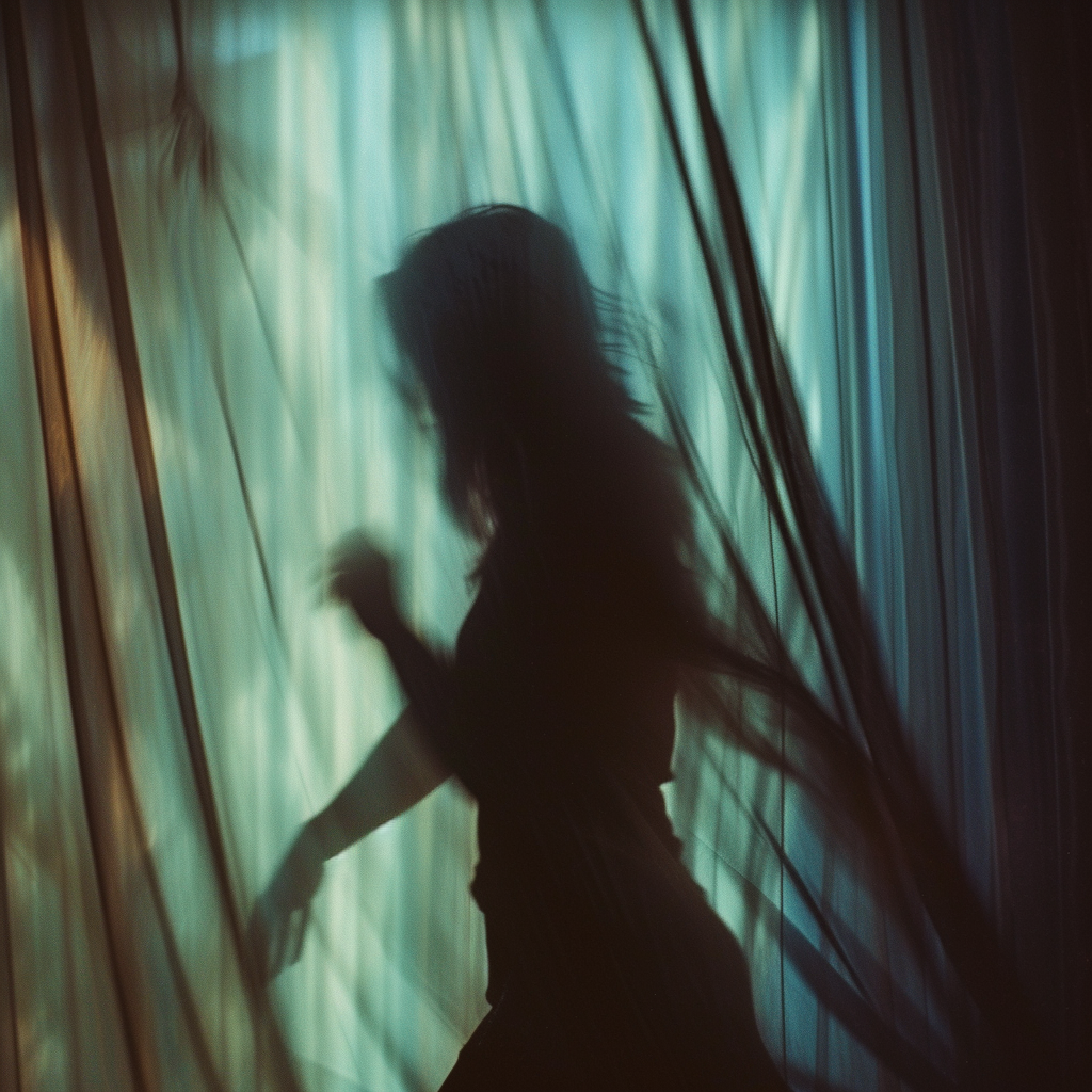 Blurry silhouette of woman dancing