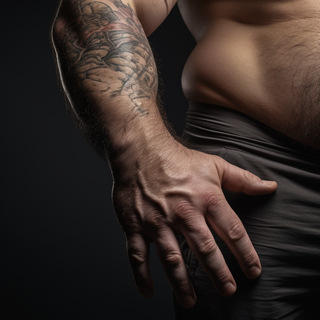 Bodybuilder Overweight Football Player Hands