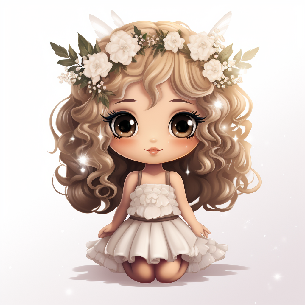 Boho Chibi Christmas Fairy Cartoon