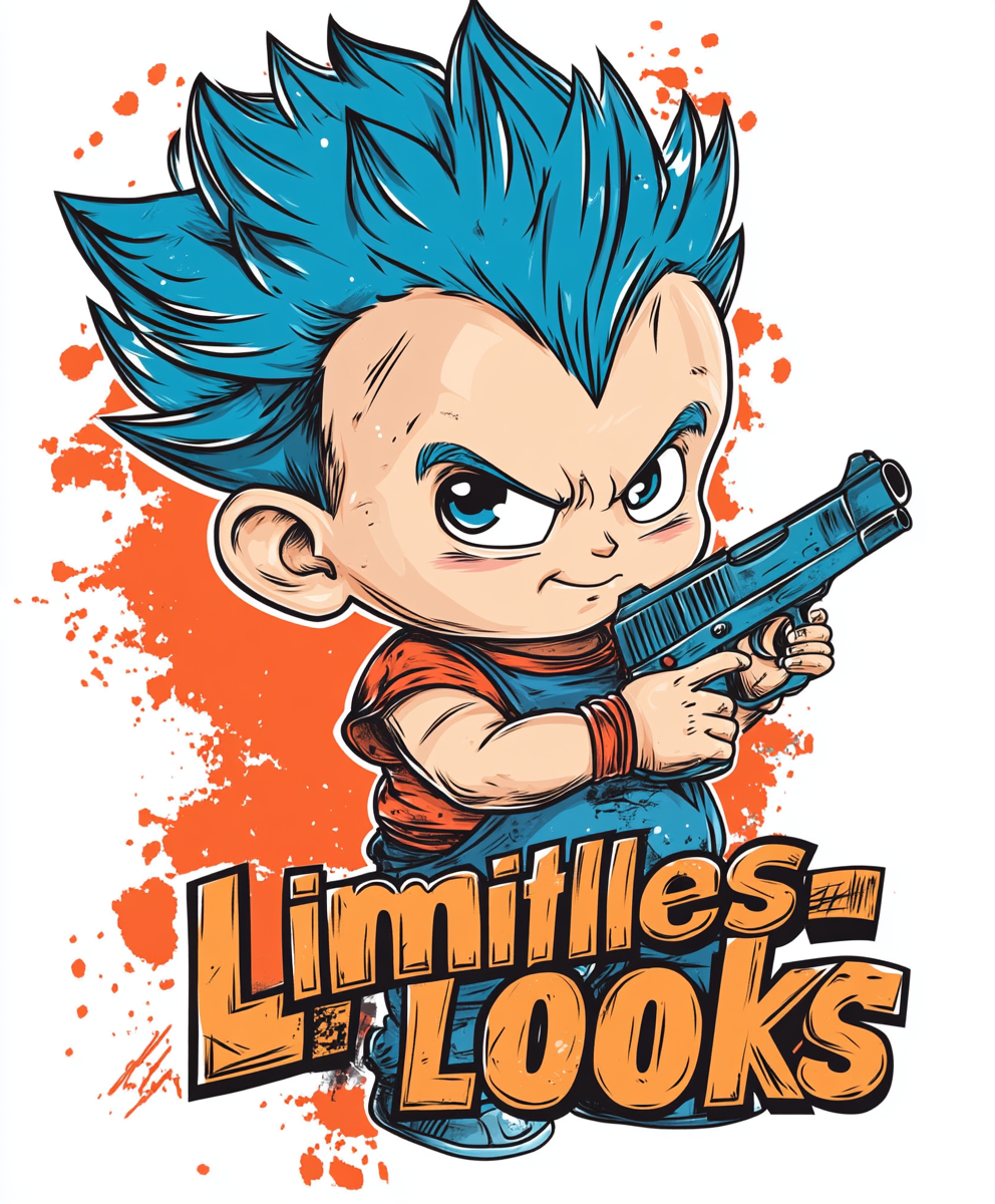 Cartoon Baby With Blue DragonBall Z Hair