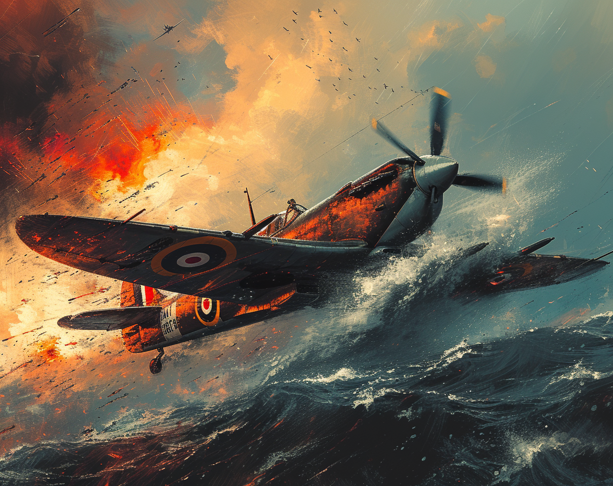 Epic Dogfight Spitfire Me109 Illustration