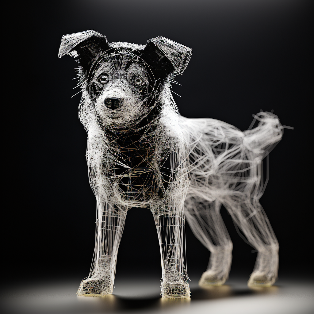 Border Collie Puppy Wireframe Structure Image