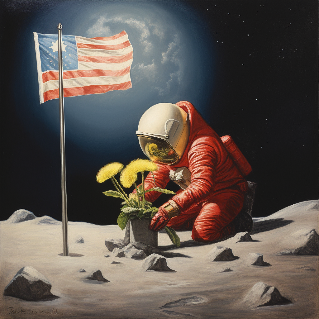 Danish astronaut plants flag on moon