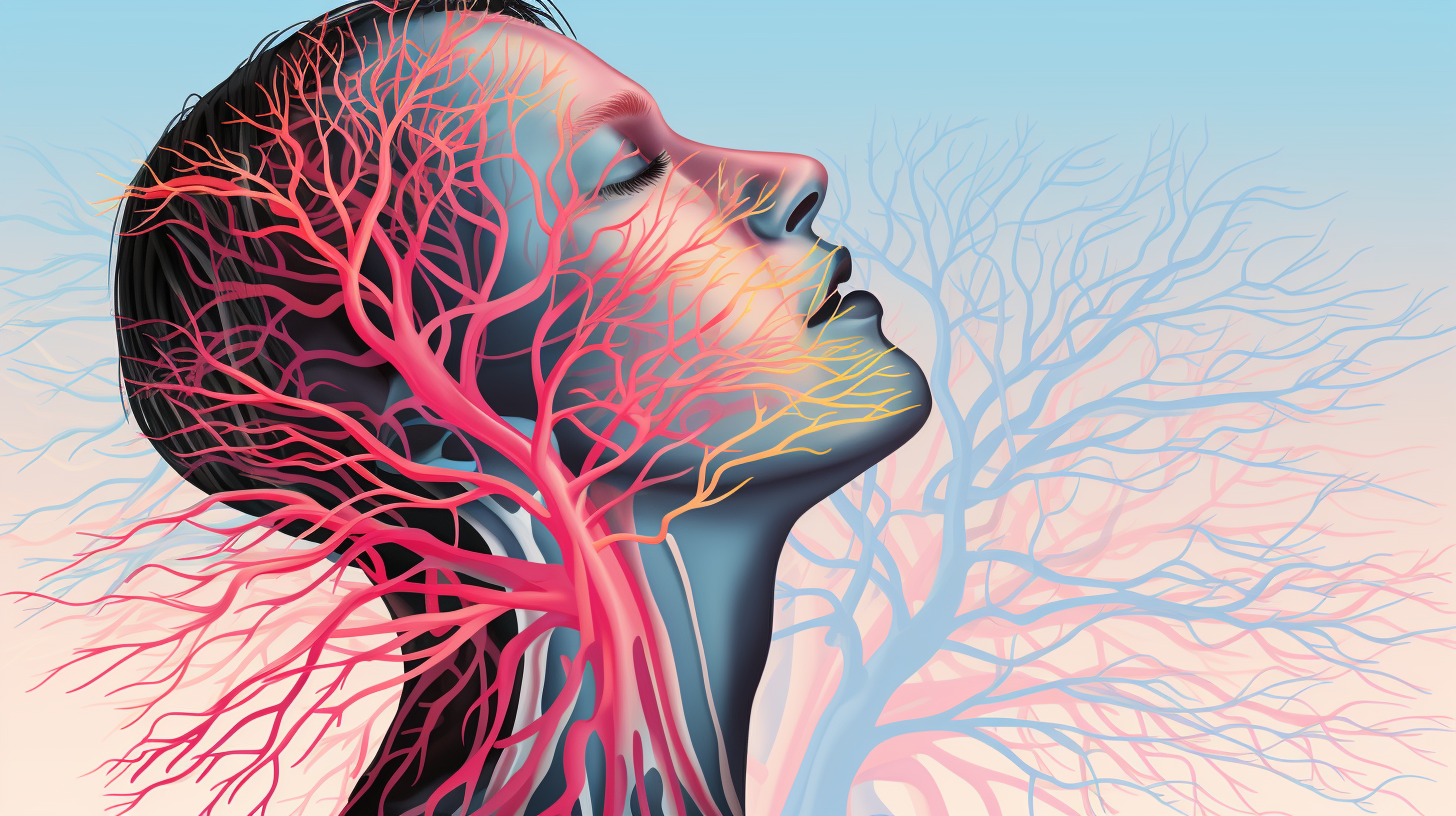 Breathing and Brain Nerves Connection Illustration