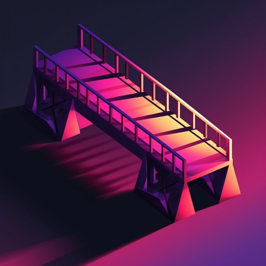 Isometric bridge with shadow and light