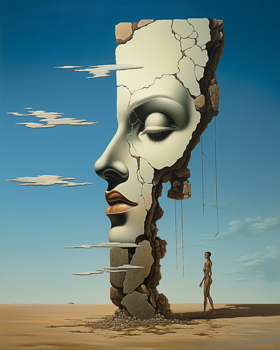 Surreal artwork of a broken woman