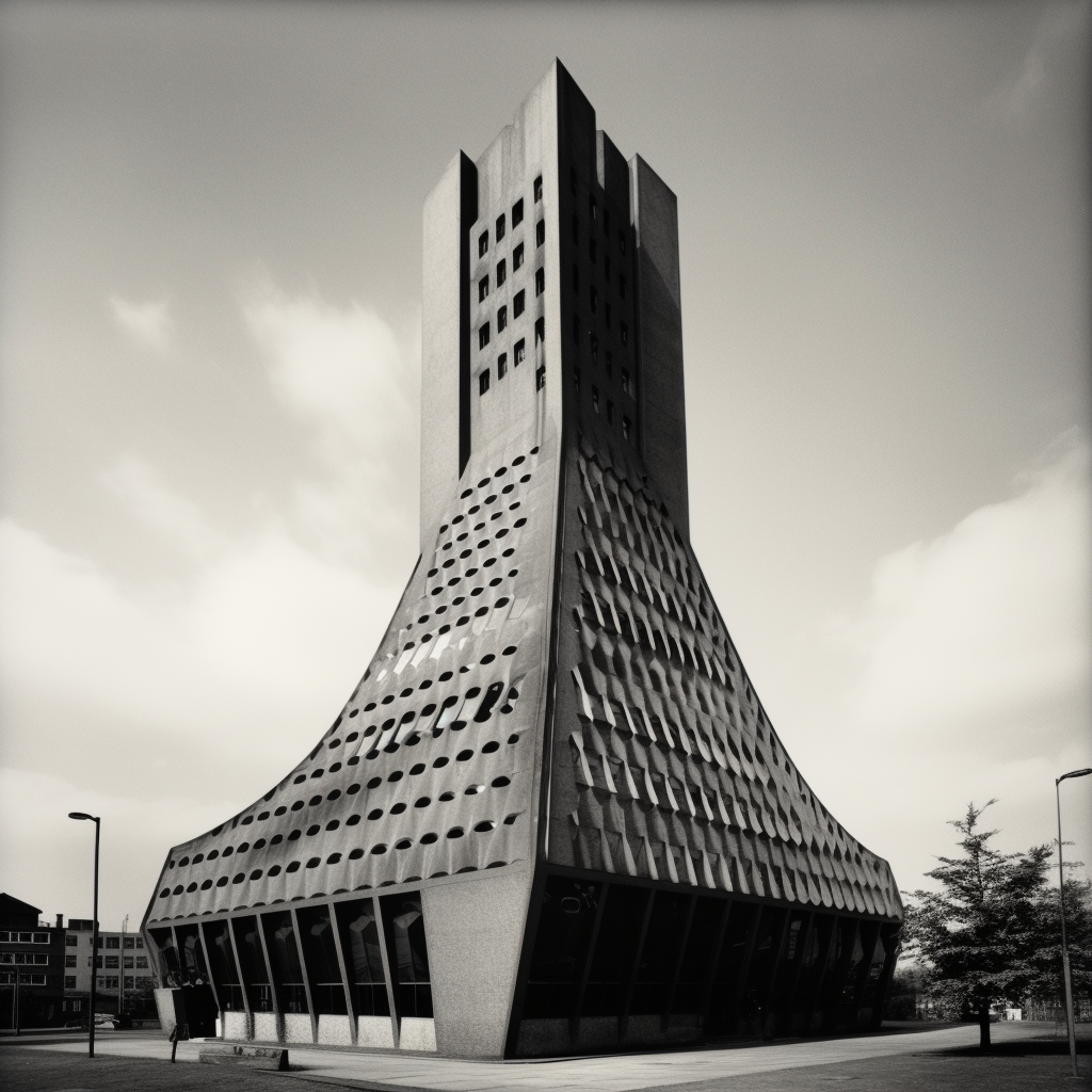 black and white brutalism church carrot