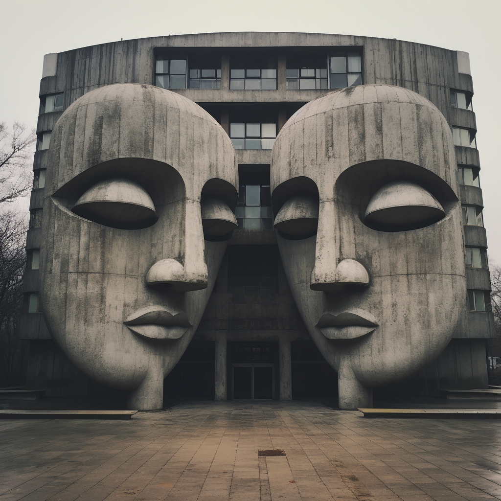 Surreal Brutalist Faces Architecture Amalgamation