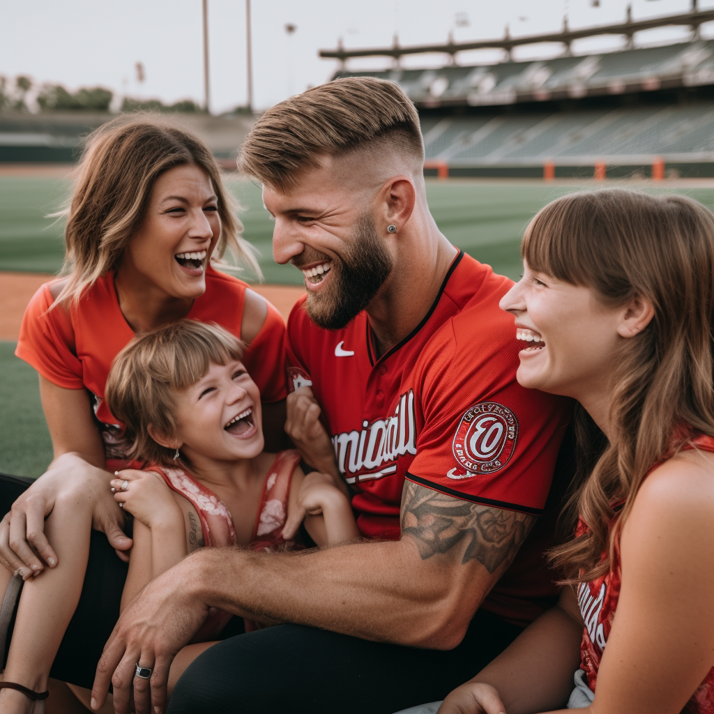 Bryce Harper's Family Laughing with a Man in a Graphic Tee