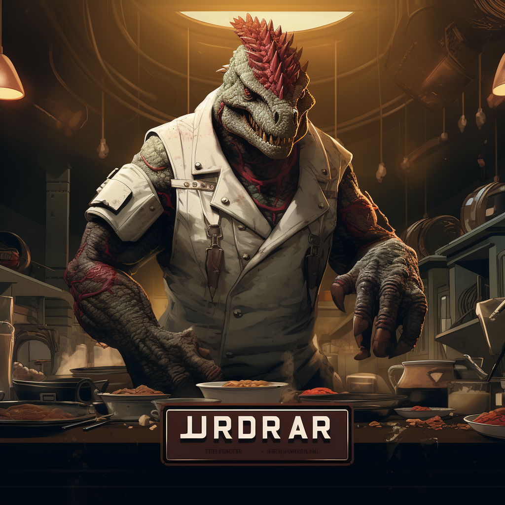 Buff Dinosaur Chef Juridar - Toonami-inspired Image