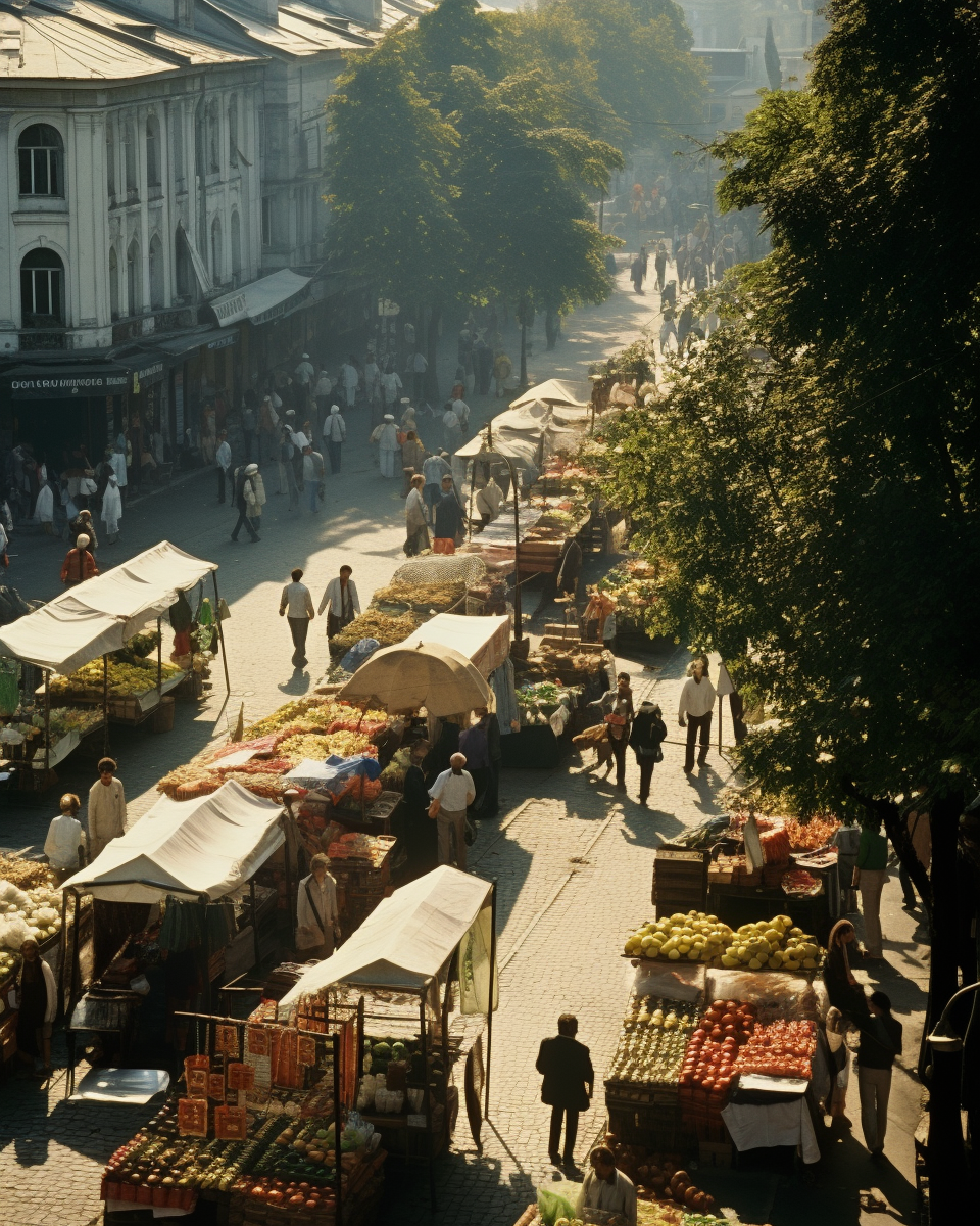 Colorful Eastern European Market Scene