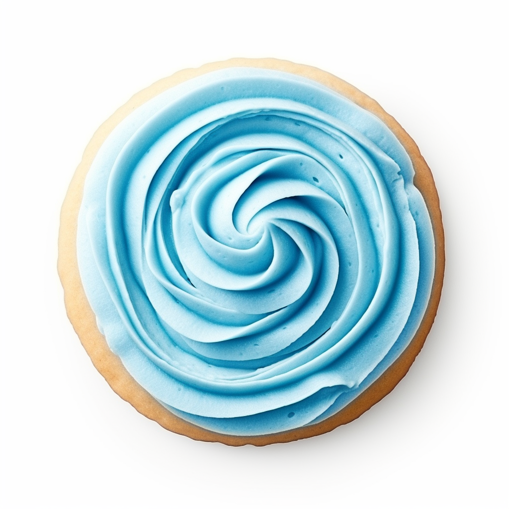 Tasty buttercream frosted cookie with blue icing