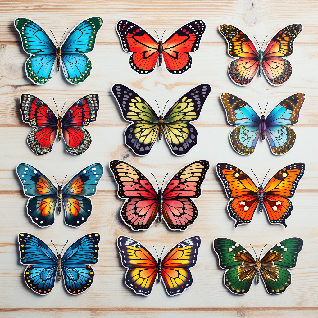 Colorful butterfly stickers for decoration