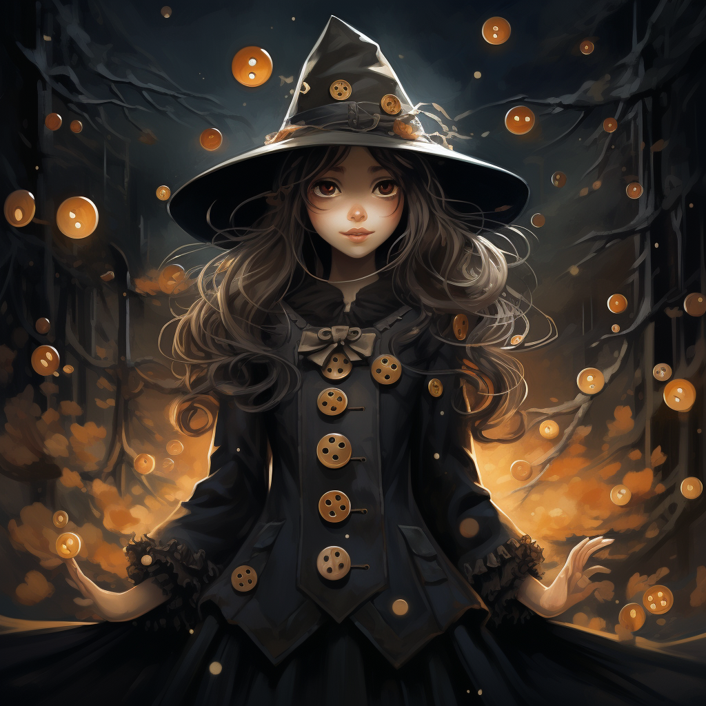 Stylish button witch illustration