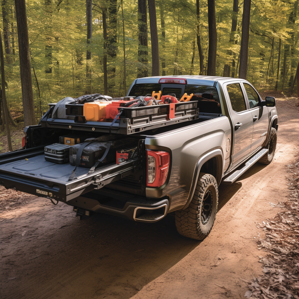 Customizable truck bed bars for camping gear