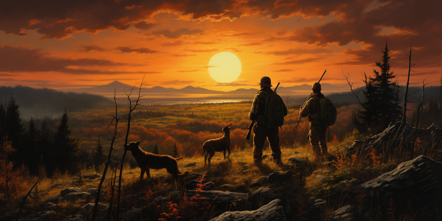 Three men hunting deer in the Canadian wilderness