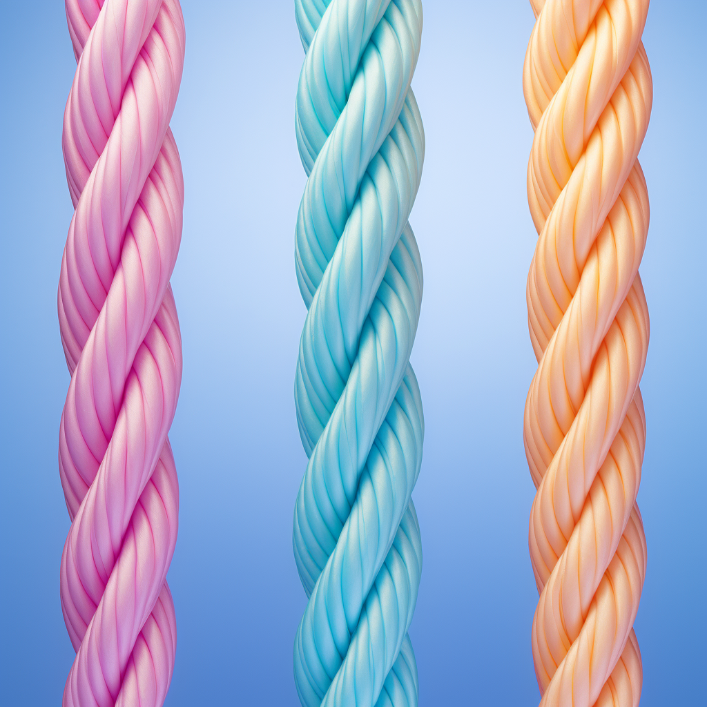 Three Twisted Candy-Colored Strands of Rope