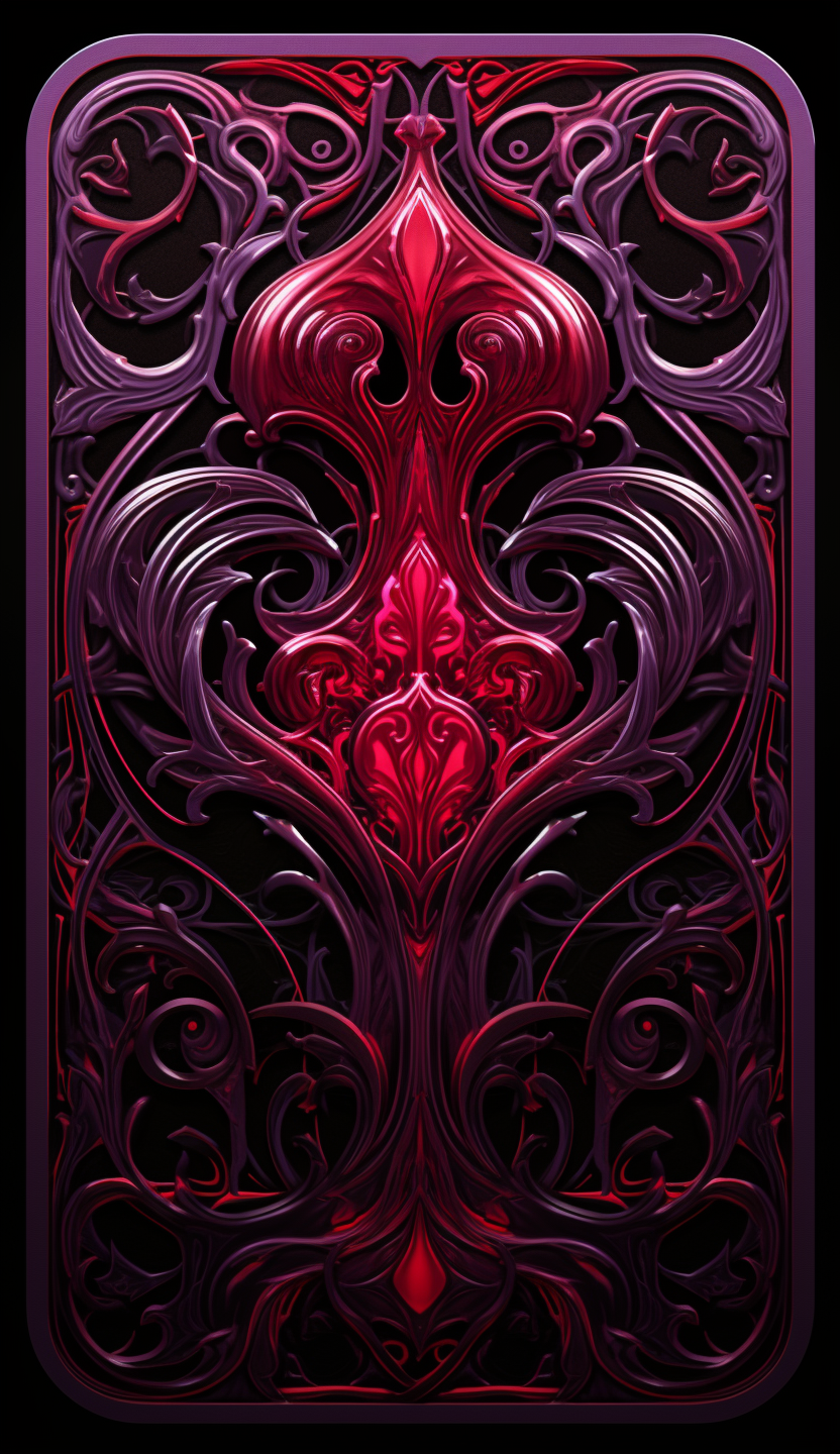 Card deck with vivid red and purple colors