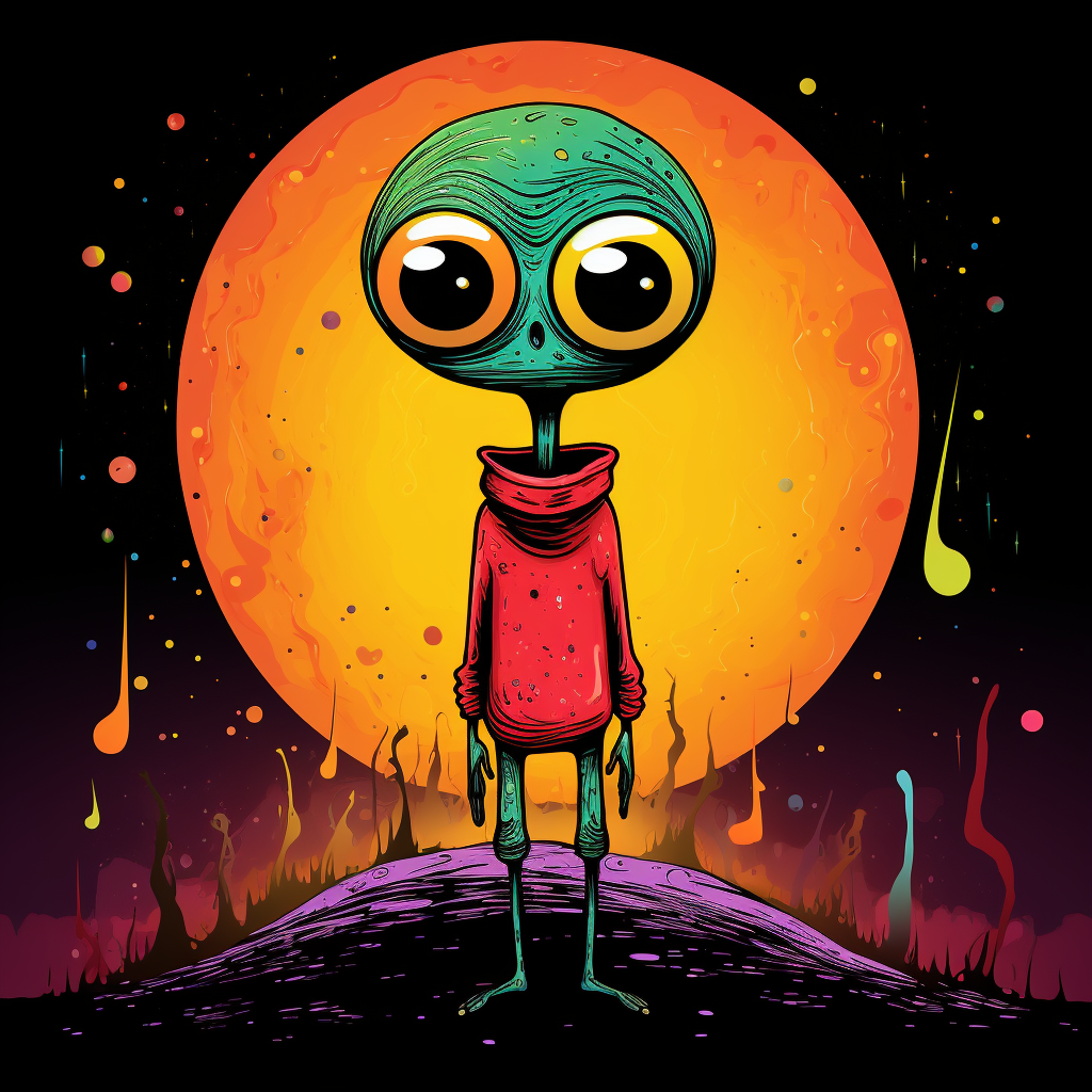 Cartoon alien with vibrant colors