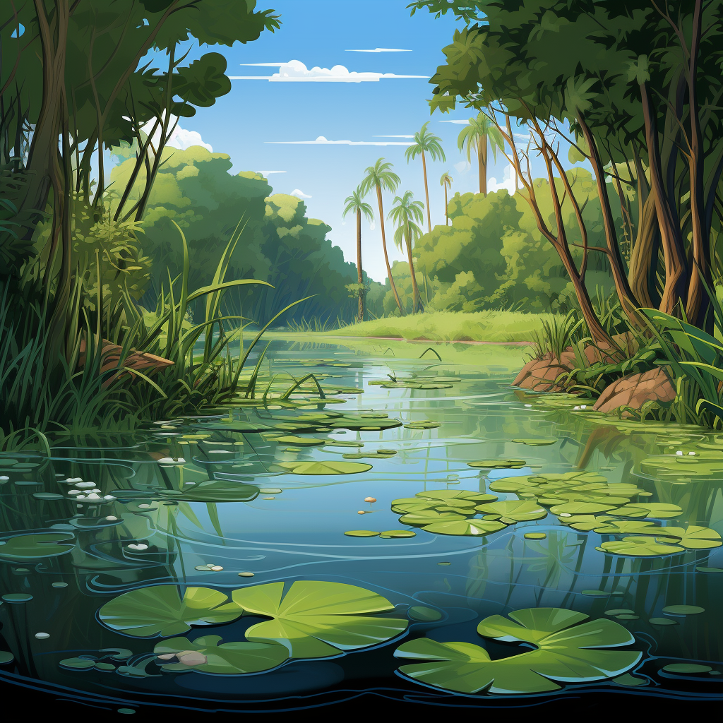 Cartoon backgrounds pond picture