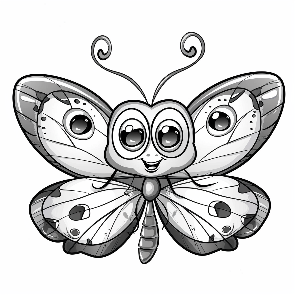 Cute Cartoon Butterfly Outline Drawing