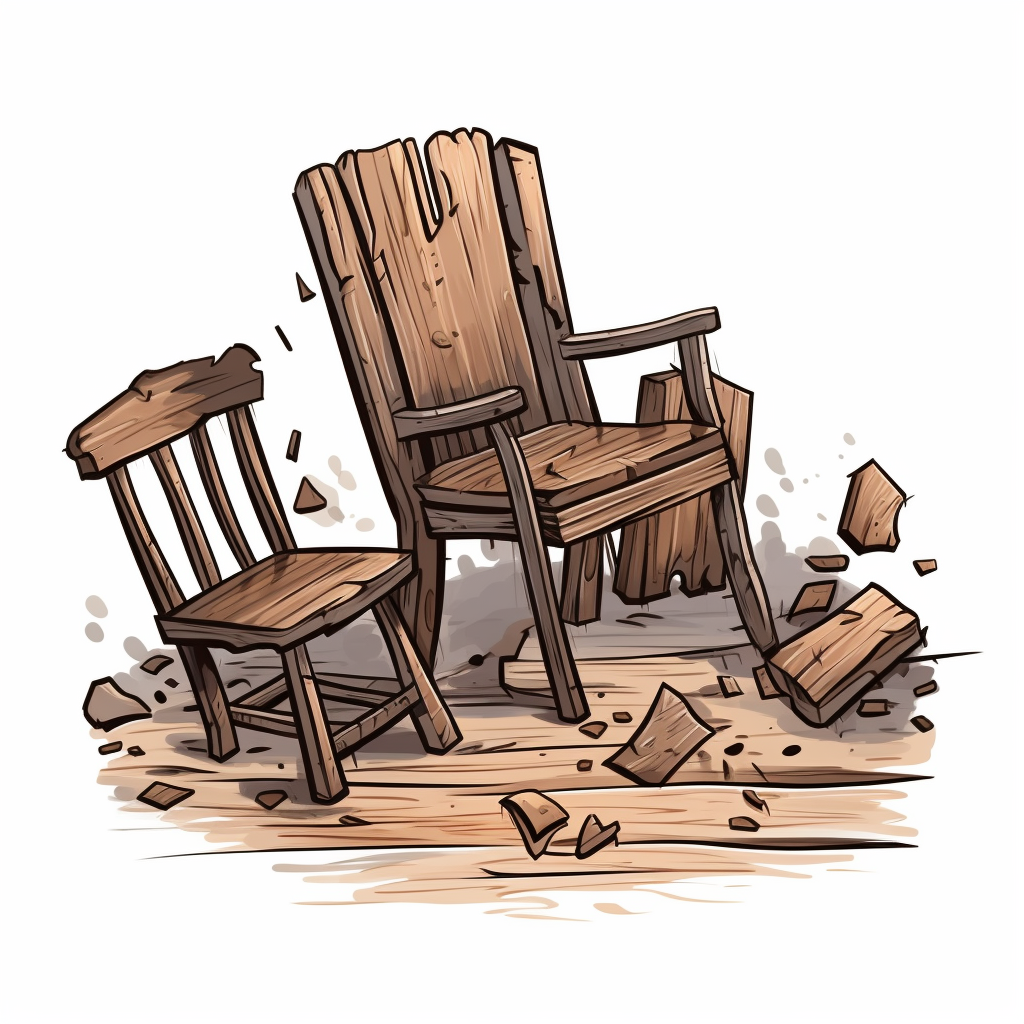 Cartoon dirty broken wooden furniture piece