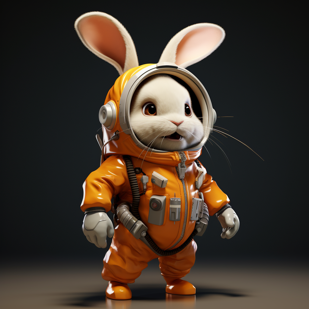 Cartoon rabbit space suit