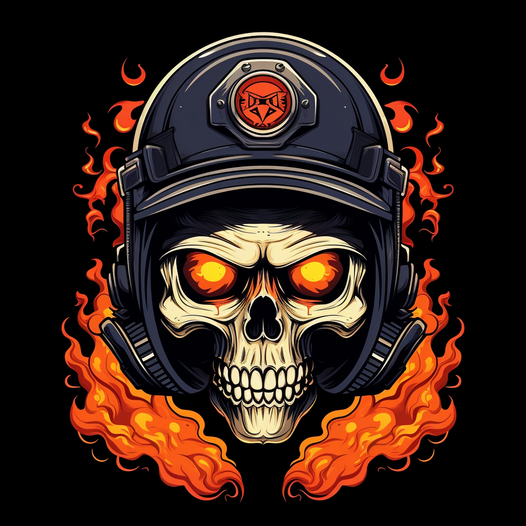 Cartoon skull firefighter illustration