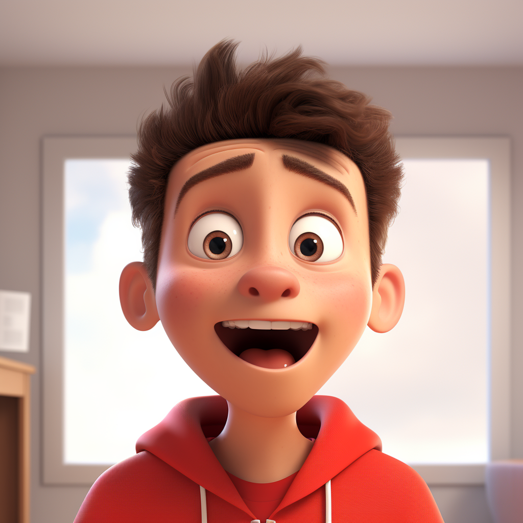 Cartoon boy laughing while choosing between two options