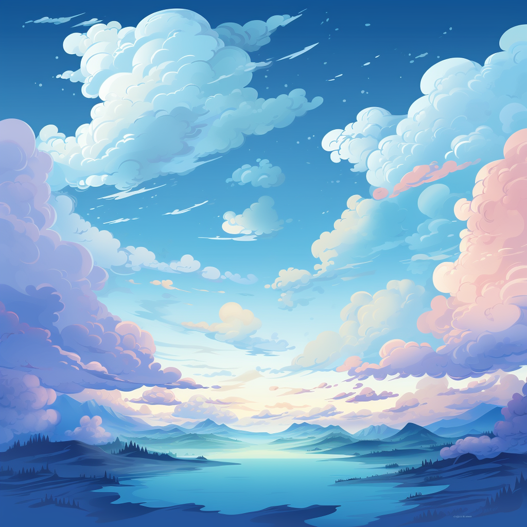 Cartoon sky background with clouds