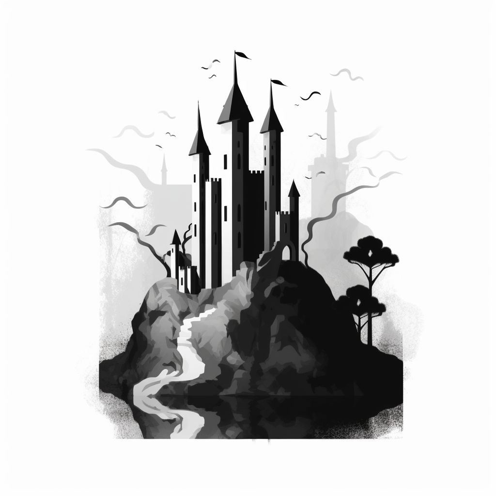 Simple castle ruin graphic design