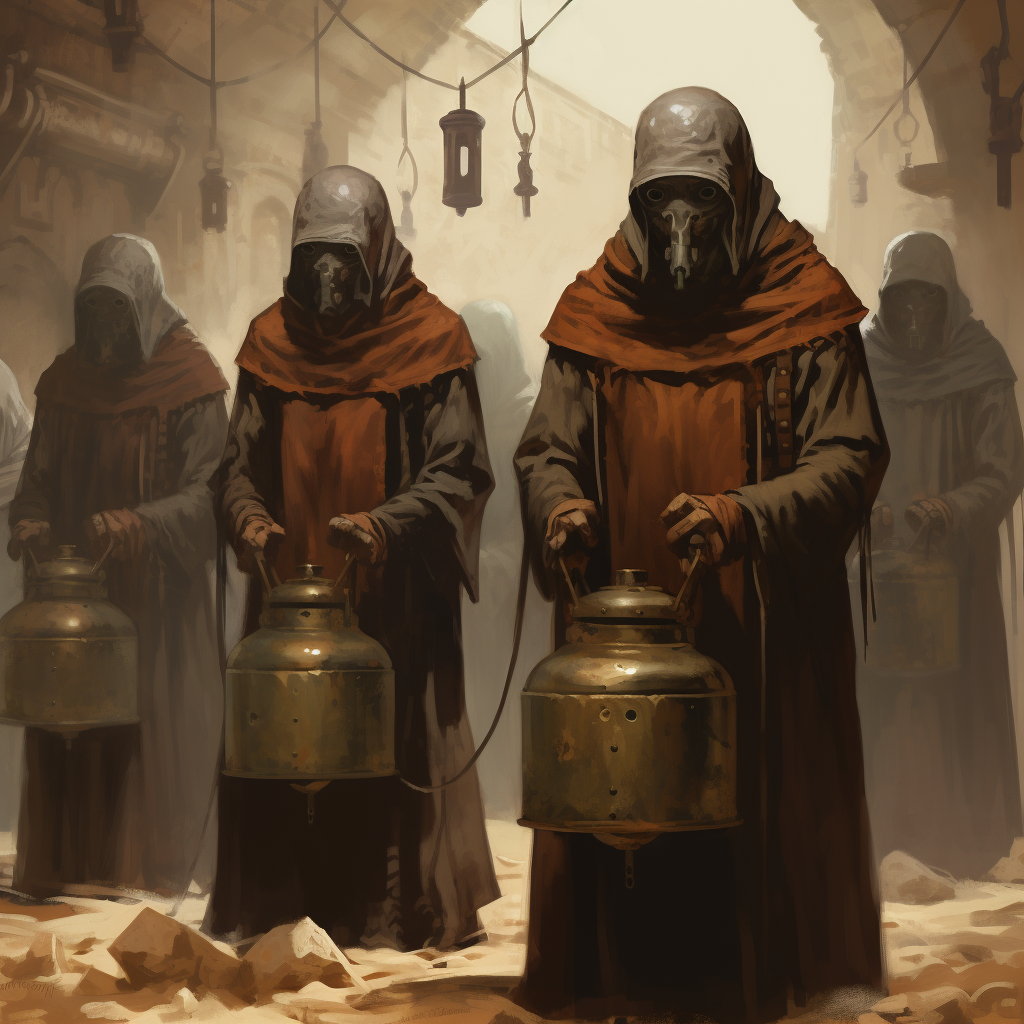 Monks with censers in Castlepunk WW1 fantasy battle