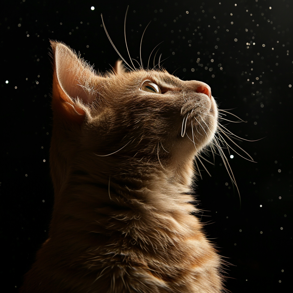 A cat looking up at the stars