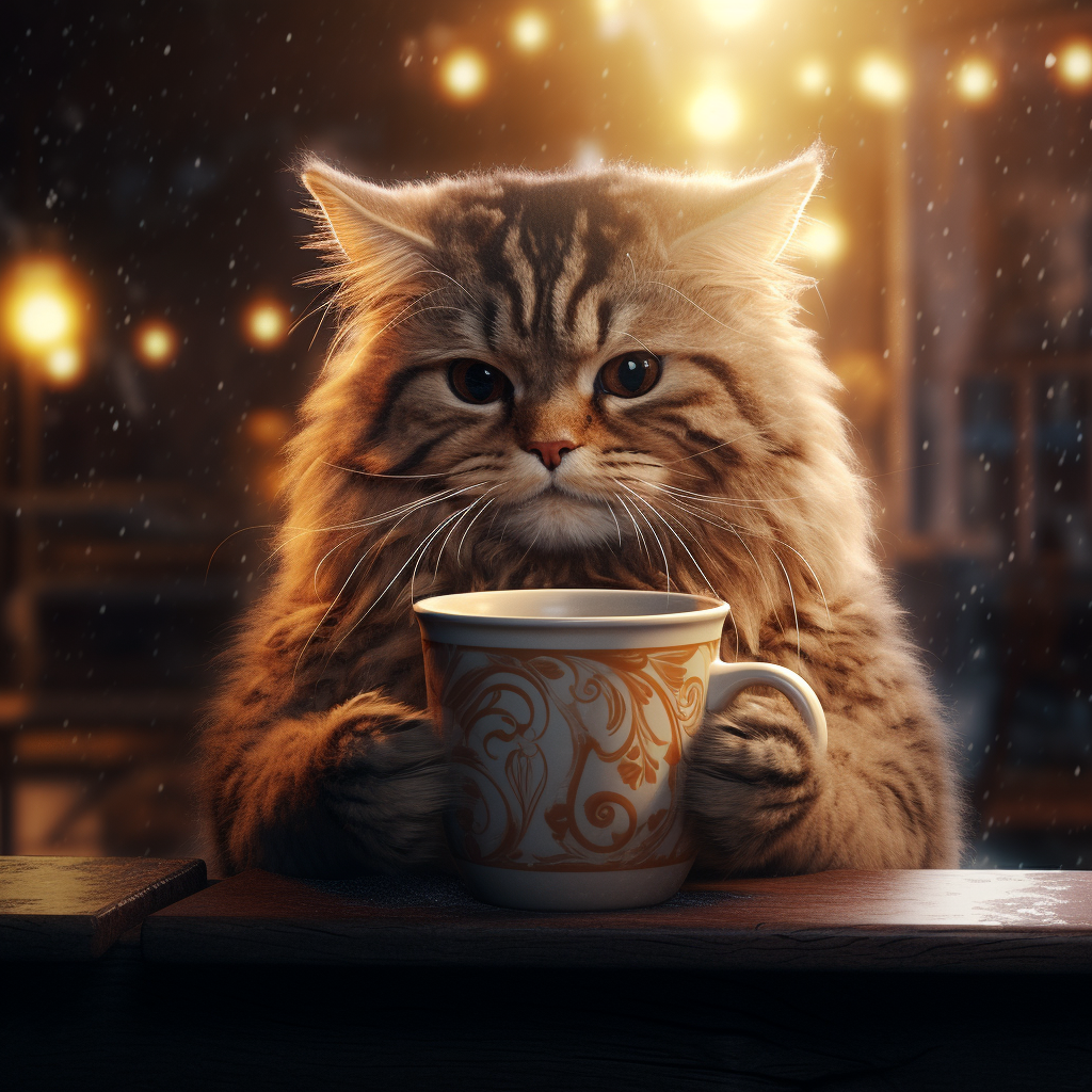 Cat enjoying a cup of coffee  ?☕️