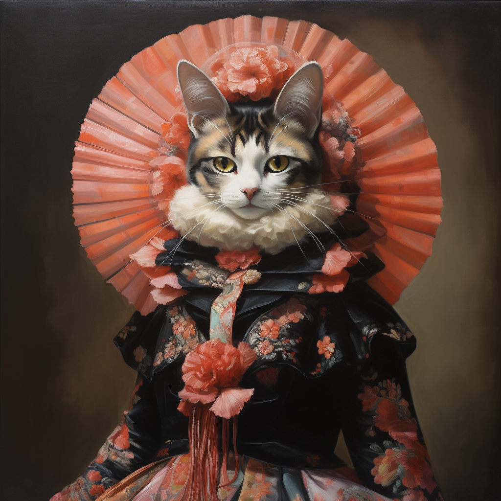 Cat dressed as Madame Butterfly