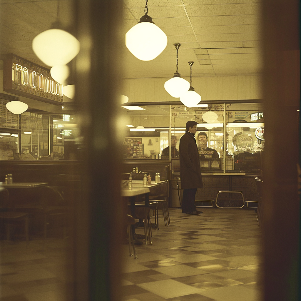 CCTV agent speaking in empty diner