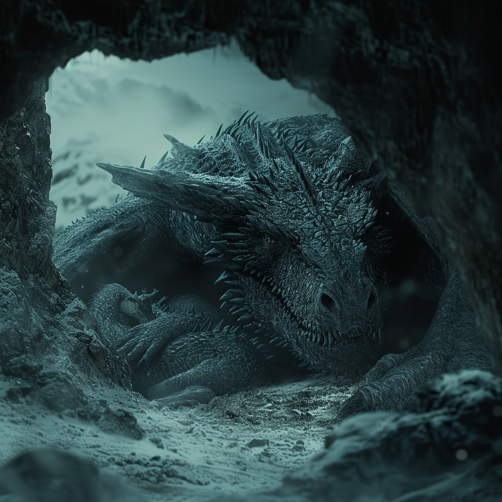 Celtic Dragon Hatchlings in a Blizzard Cave