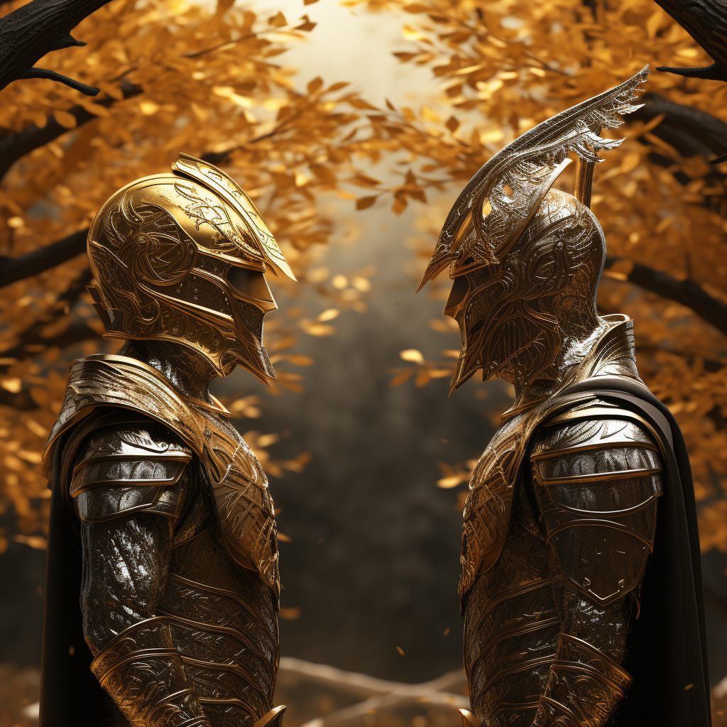 Celtic Tree Forest with Spartan Helmets