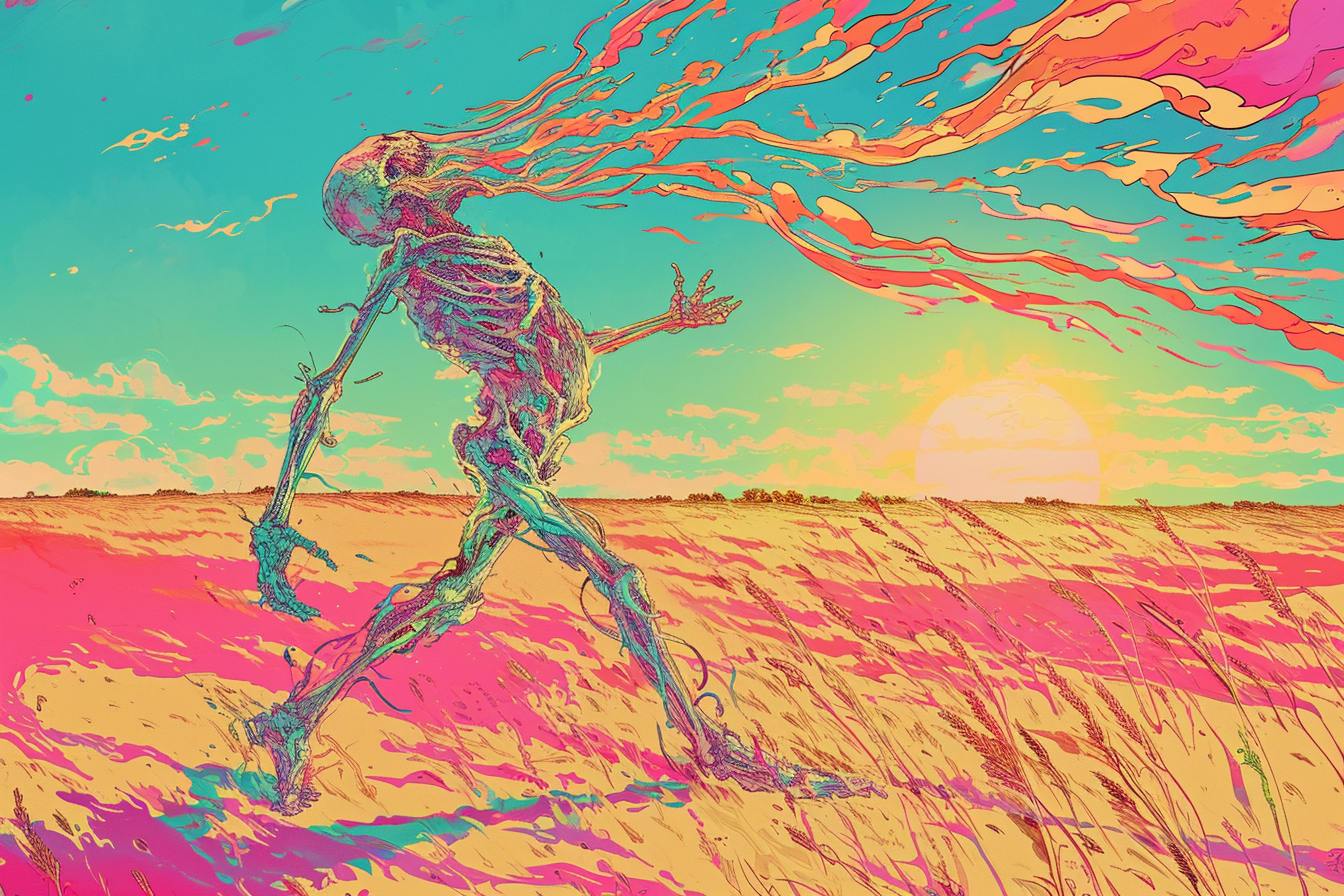 Chaff Wind Swept Human Illustration