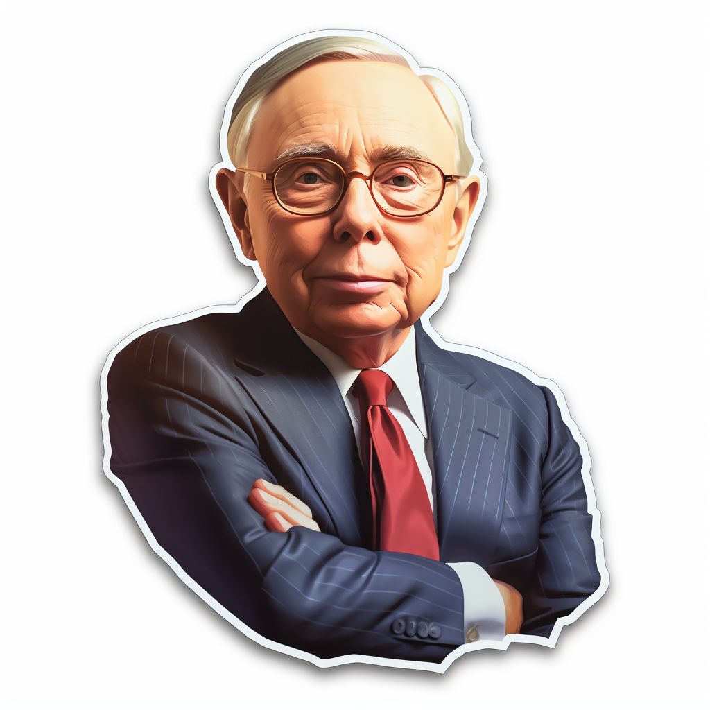 Vibrant Charlie Munger sticker in 3D