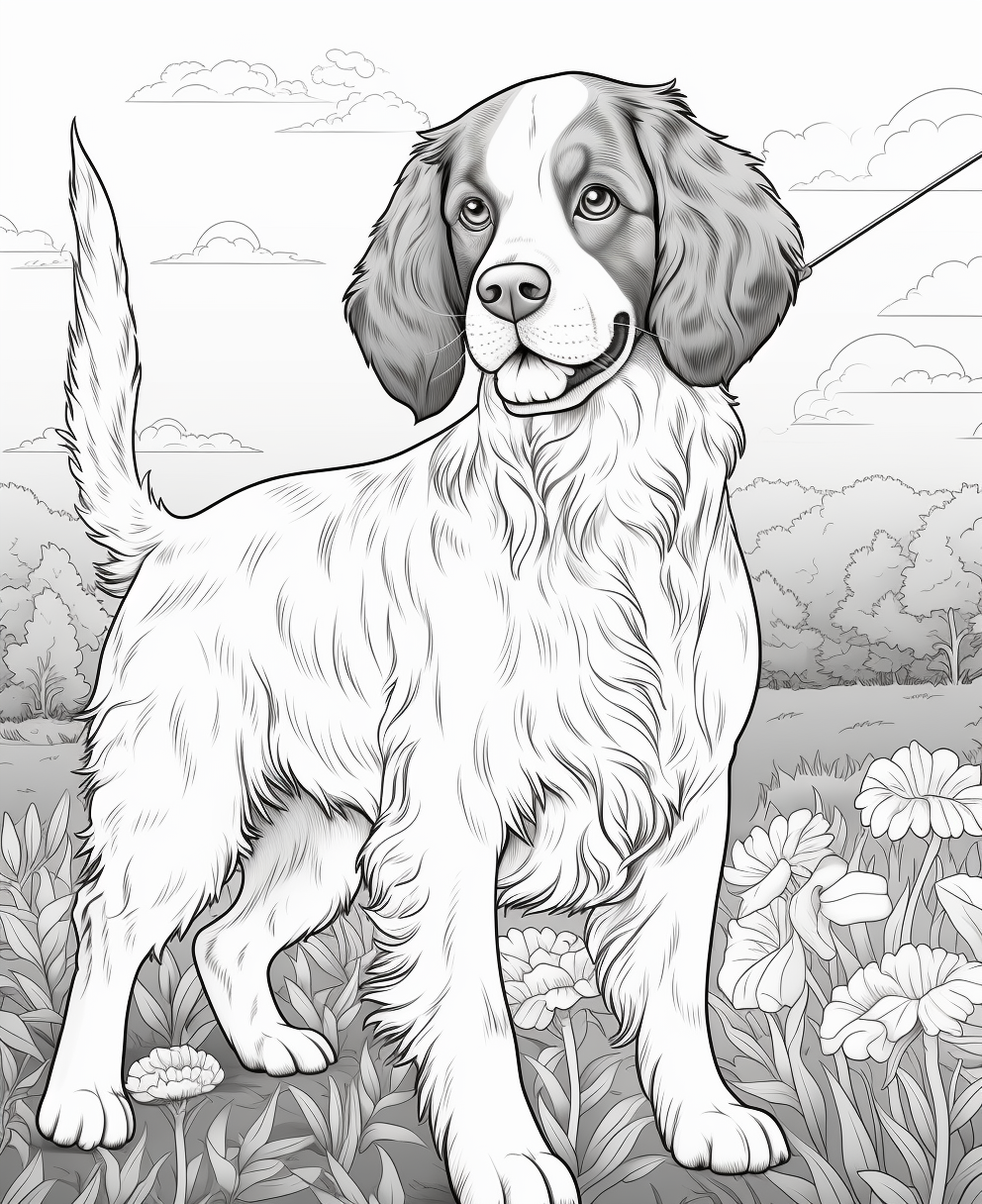 Adorable English Springer Spaniel Coloring Page