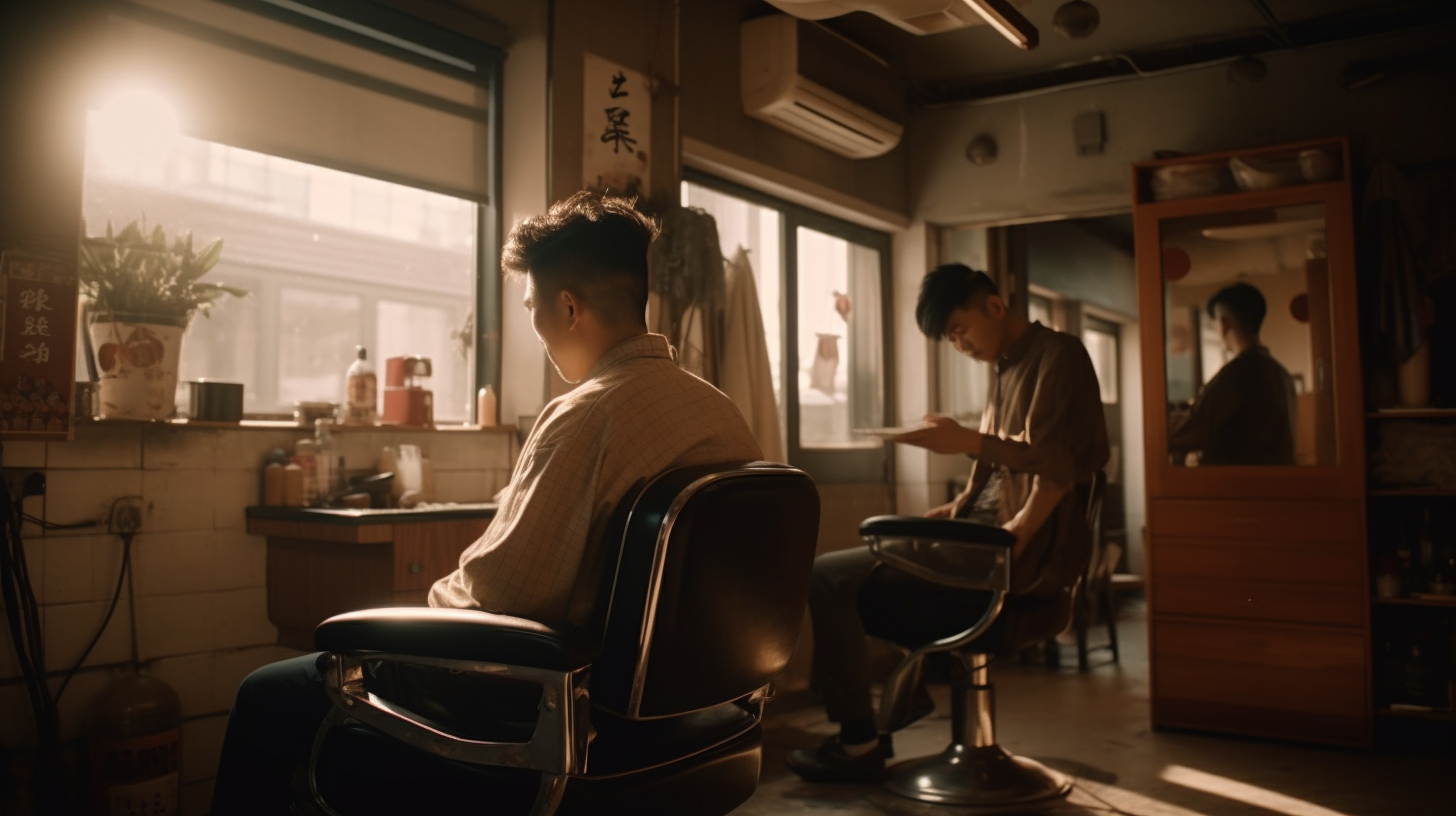 Man getting a haircut at the barber's