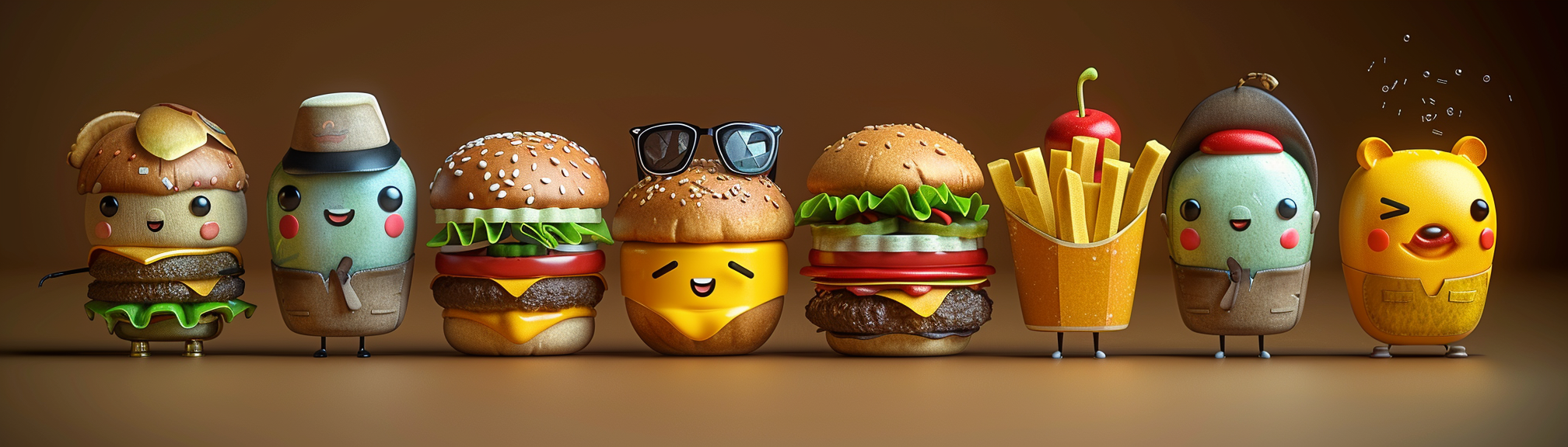 Happy Burger and Fries Characters